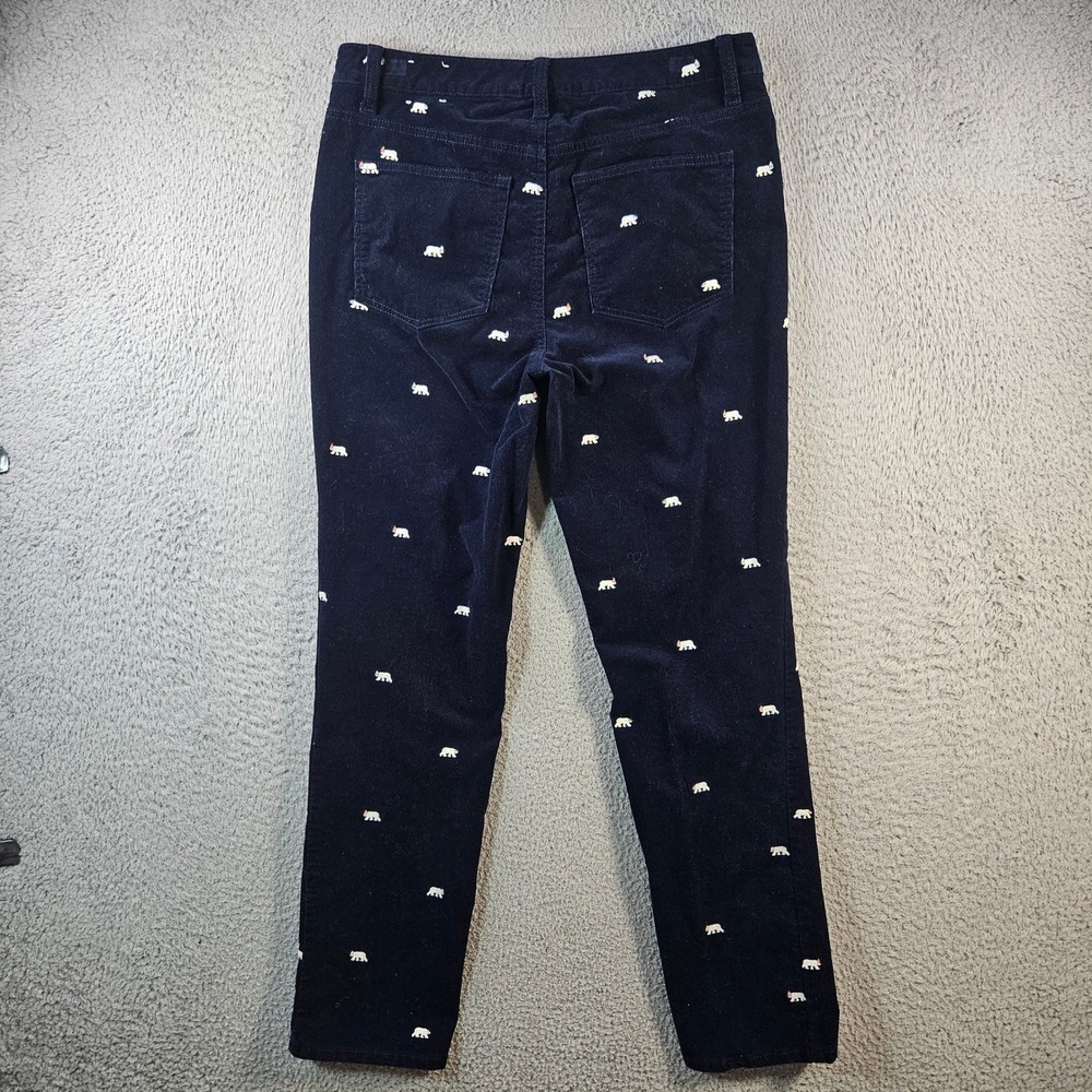 Talbots Corduroy Straight Leg Pants Navy Blue Polar Bear Embroidered Size 6P - Picture 7 of 11
